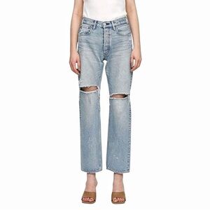 MOUSSY Vintage Teaneck Straight Leg Distressed Light Wash